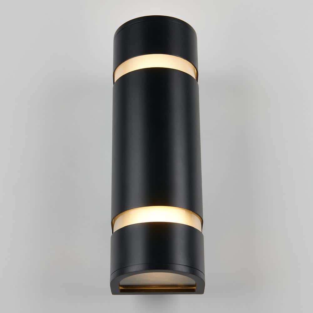Black Stainless Steel Medium Cylinder Outdoor Sconce