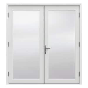 F-4500 72 in. x 80 in. White Left Hand/Outswing Primed Fiberglass French Patio Door Kit With Screen