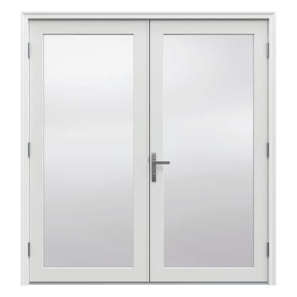 JELD-WEN 72-in x 80-in Low-e External Grilles Primed Steel French  Right-Hand Outswing Double Patio Door