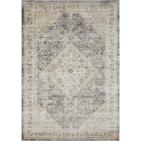 LOOMAKNOTI Kehleigh Abagail Cream 5 ft. 3 in. x 7 ft. 3 in. Oriental Polypropylene Indoor Area Rug