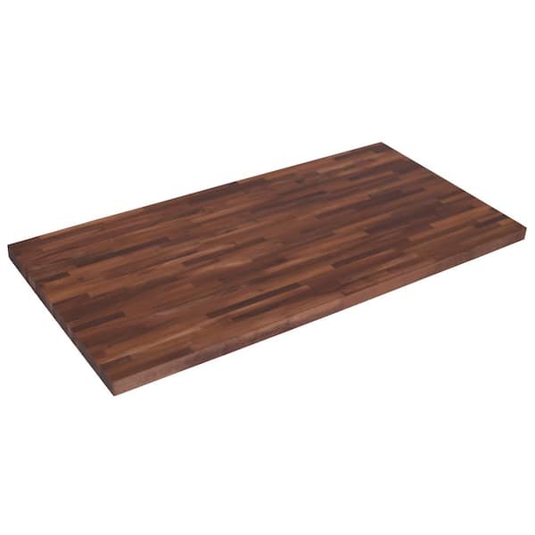 8 ft. L x 25 in. D Unfinished Walnut Butcher Block Solid Wood Standard Countertop in Brown with Eased Edge