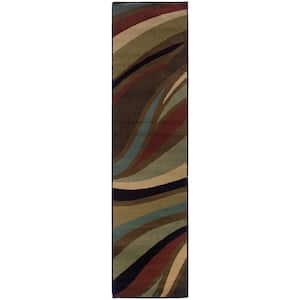 Hickory Brown/Brown 2 ft. x 8 ft. Abstract Runner Rug