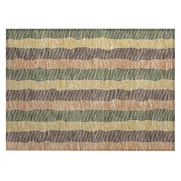 Chantille Machine Washable Indoor/Outdoor Abstract ACN3039 Olive 2 ft. x 3 ft. Accent Rug