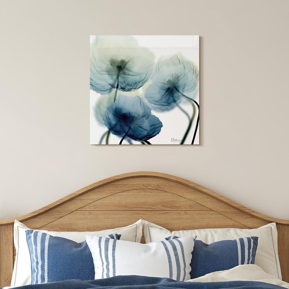 Unfocused Beauty Blue Floral Glass Wall Art, 24" x 24"