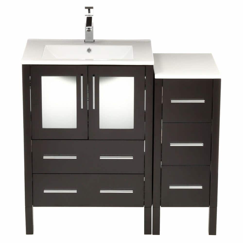 Espresso 36" Modern Bathroom Vanity Set with Mirror