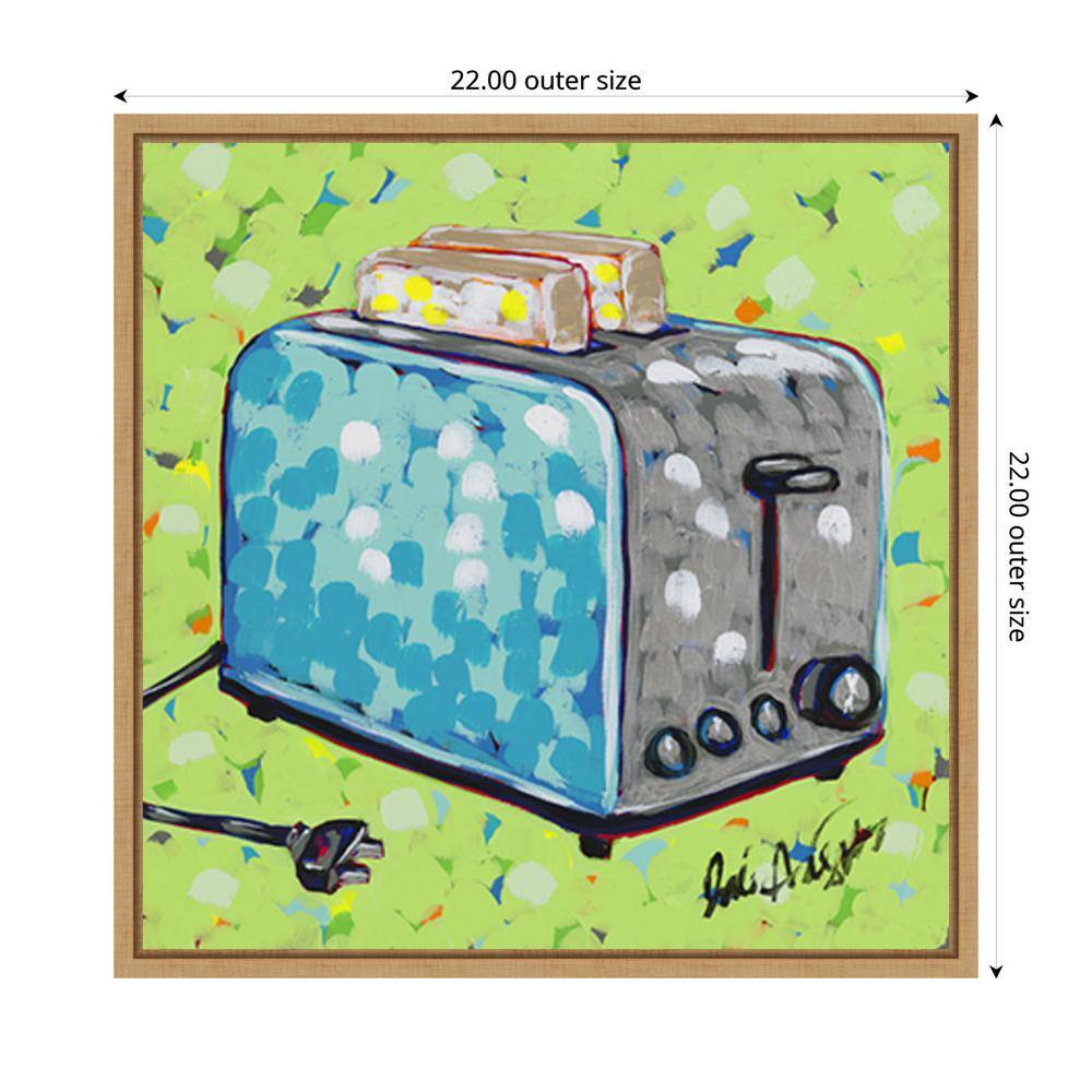 22" Brown Maple Framed Canvas Print of Vintage Toaster