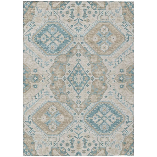 Chantille Machine Washable Indoor/Outdoor Abstract ACN3103 Linen 10 ft. x 14 ft. Area Rug