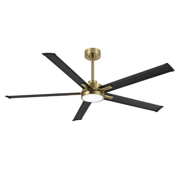 MLiAN 60 in. (5 ft.) 5 Aluminium Blades Indoor Smart Ceiling Fan with Integrated LED and Remote, Gold