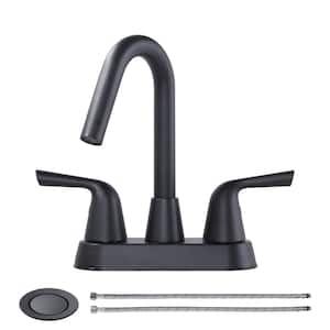 4 in. Stainless Steel Centerset Double Handle Bathroom Faucet in Black