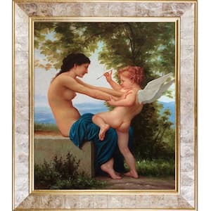 26 in. x 30 in. "Young Girl Defending Herself Against Eros, 1880" by William-Adolphe Bouguereau Framed Wall Art