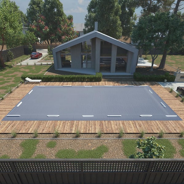 COLOURTREE 16 ft. x 32 ft. Premium Max Rectangular Navy Blue In Ground Winter Pool Cover with 4 ft. Overlap - 180 GSM