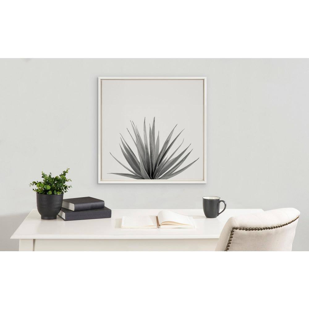 22x22 White Framed Canvas Agave Succulent Print