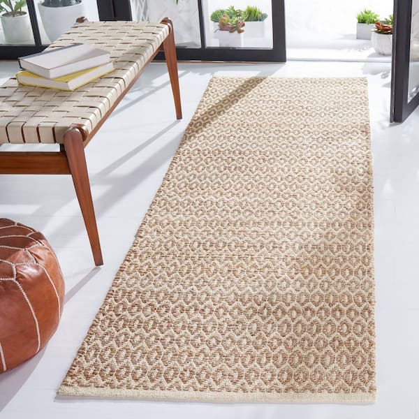 Natural Fiber 3 ft. x 8 ft. Natural Geometric Runner Rug