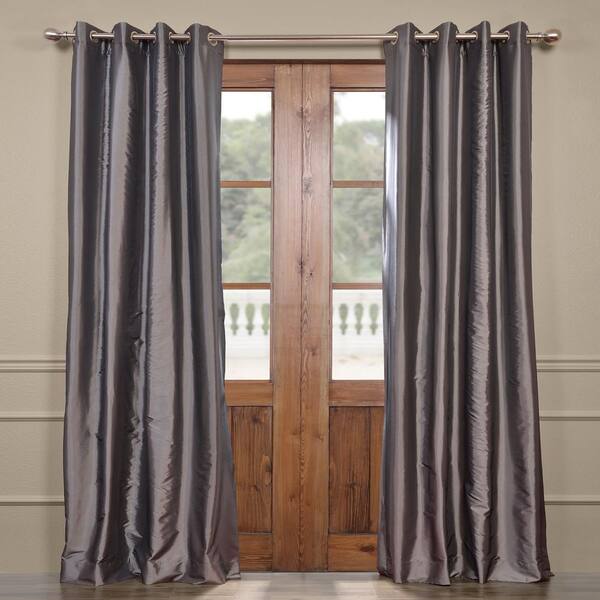 Exclusive Fabrics Furnishings Graphite Faux Silk Grommet Blackout Curtain 50 In W X 108 L Pth B005 Gr Exclusive Fabrics Furnishings, Faux Silk Taffeta Solid Blackout Single Curtain Panel