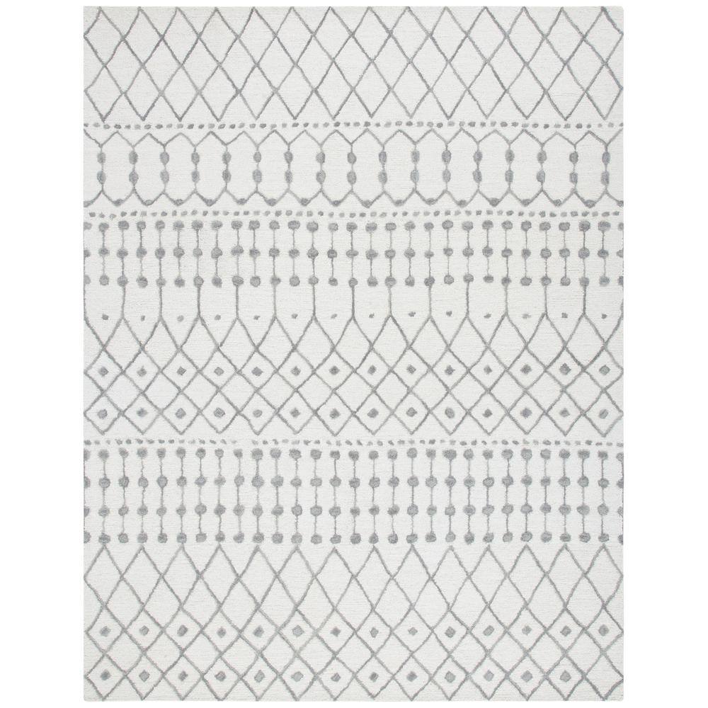 Grey and Ivory Hand-Tufted Wool 10' x 14' Area Rug