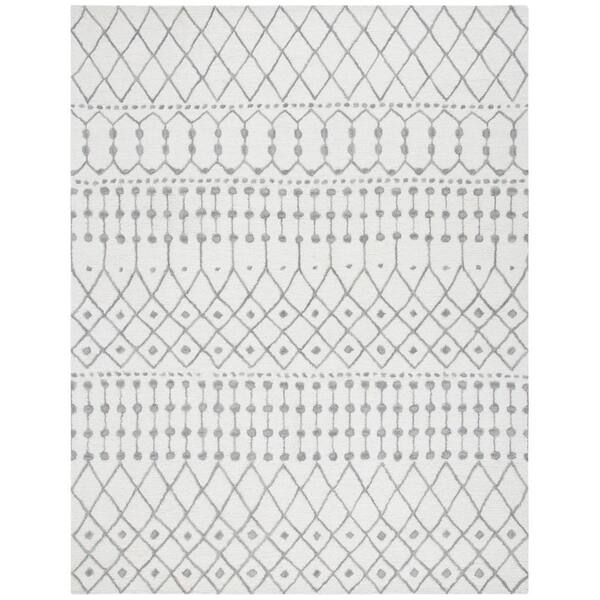 SAFAVIEH Blossom Ivory/Gray 8 ft. x 10 ft. Geometric Aztec Area Rug
