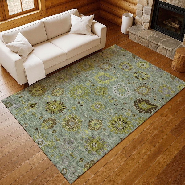 Chantille Machine Washable Indoor/Outdoor Abstract ACN2289 Fern 5 ft. x 7 ft. 6 in. Area Rug