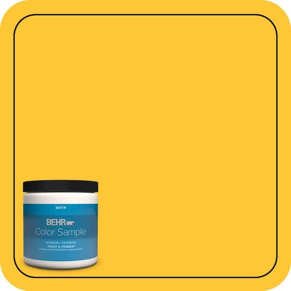 BEHR PREMIUM PLUS 8 oz. #330B-7 Sunflower Satin Enamel Interior/Exterior Paint & Primer Color Sample