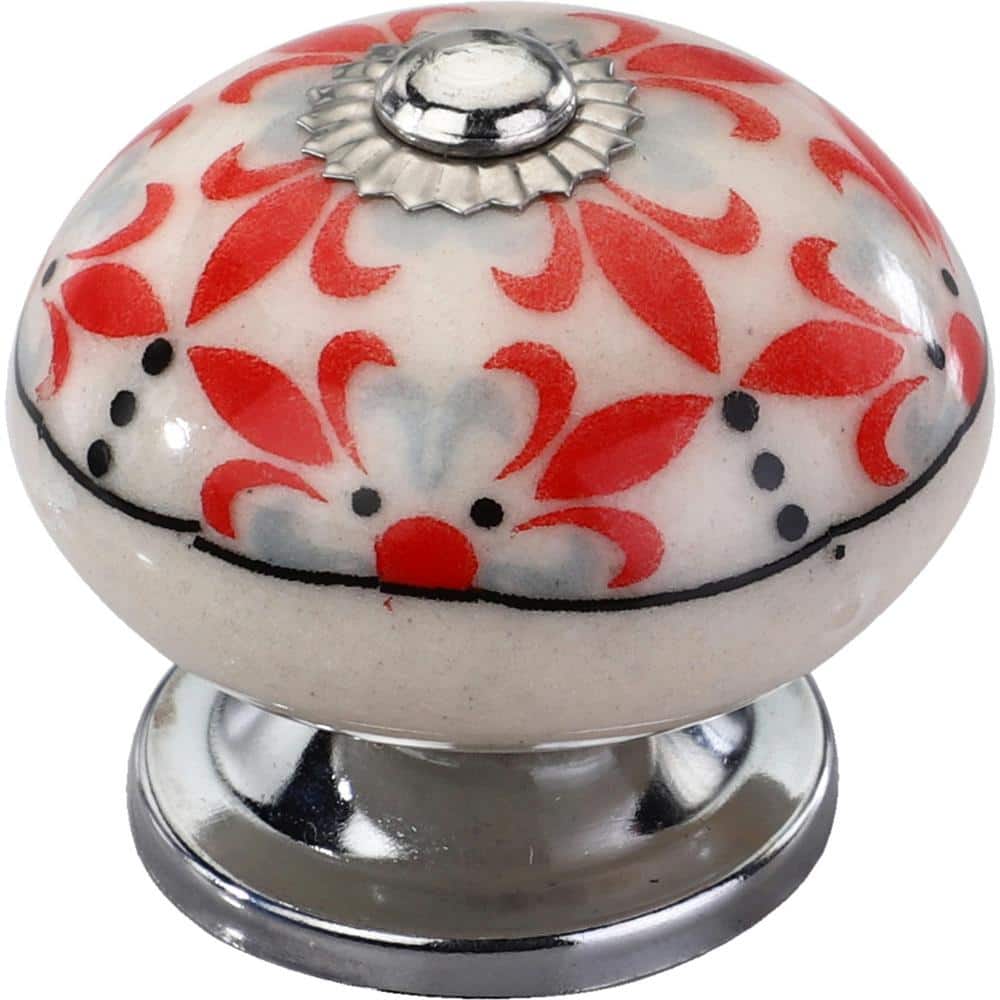 Modern Round Ceramic Cabinet Knob with Mounting Hardware