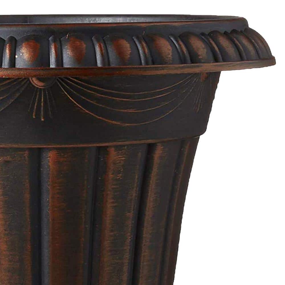 Elegant Brushed Copper Large Plastic Urn Planter for Outdoor Spaces