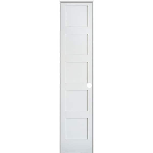 Krosswood Doors 18 in. x 96 in. Left-Hand Shaker 5-Panel Primed Solid Core MDF Wood Single Prehung Interior Door