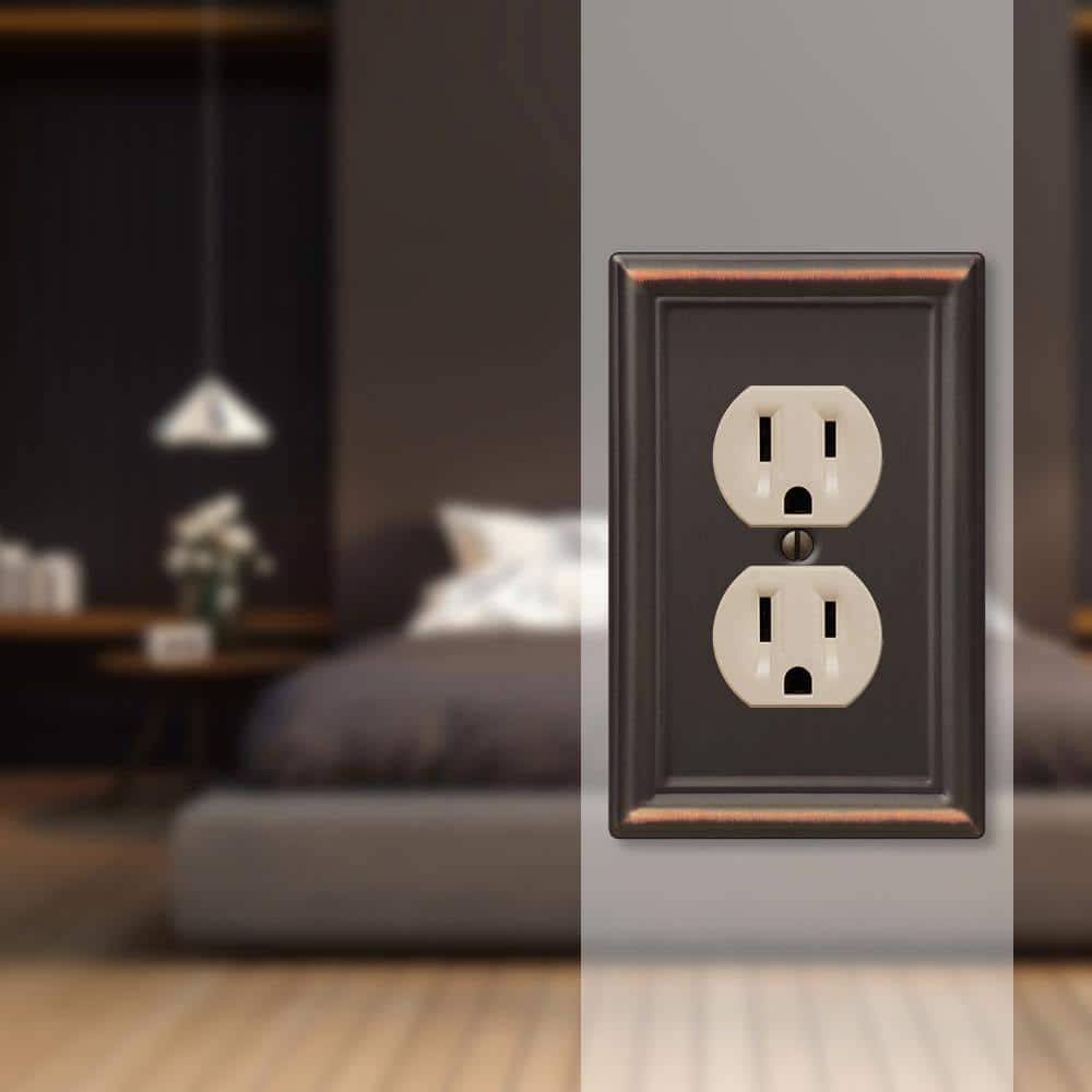 Amerelle Aged Bronze 1-Gang Steel Duplex Wall Plate