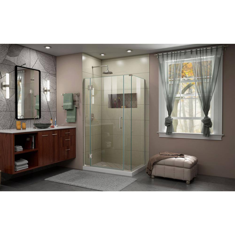 Unidoor-X 40.5" W x 72" H Clear Glass Frameless Hinged Shower Enclosure