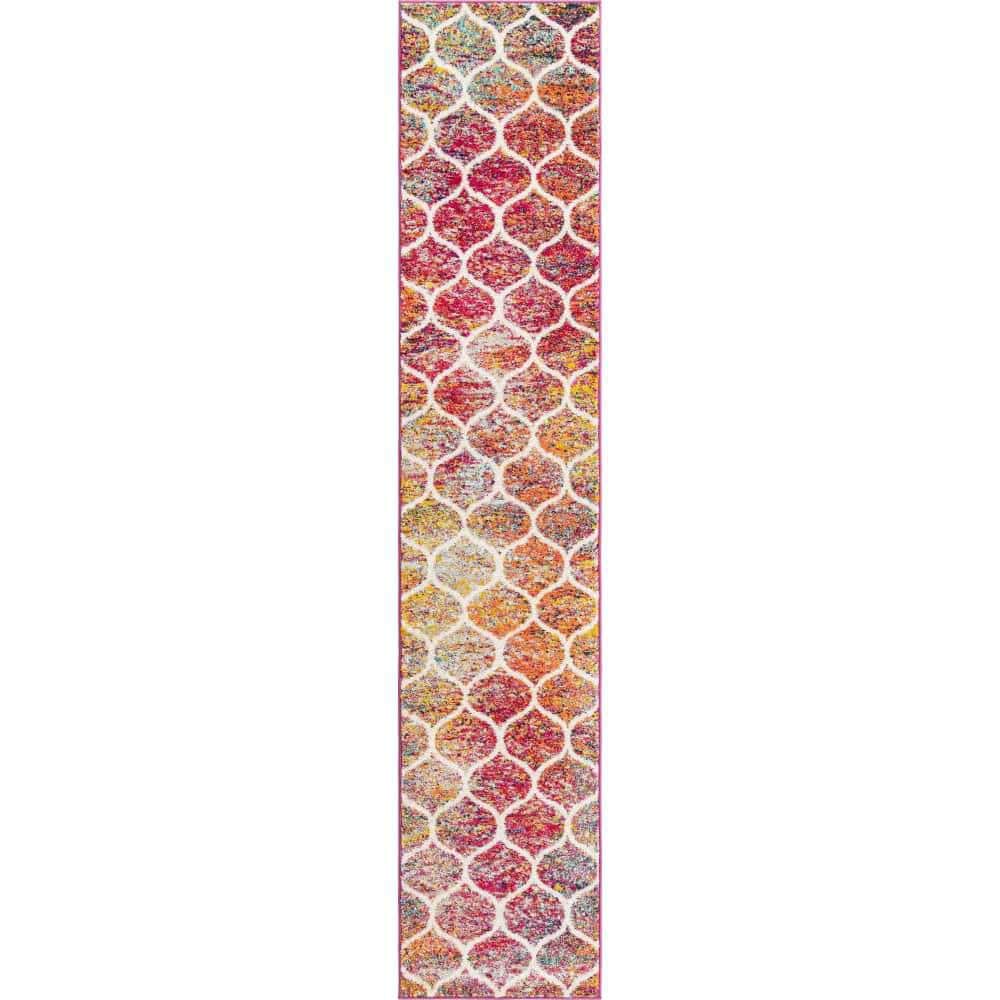 Trellis Frieze Collection Area Rug - Rounded (2 ft. x 10 ft. Runner Multi/Black) price history on PriceWatchPro