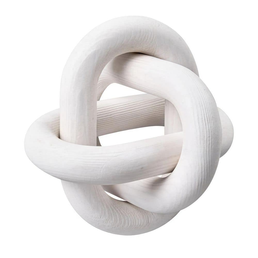 Wood Chain Link Decor, 3 Link, Hand Carved Wooden Knot Decor, Coffee Table Decoration Modern Shelf Accents, White price history on PriceWatchPro