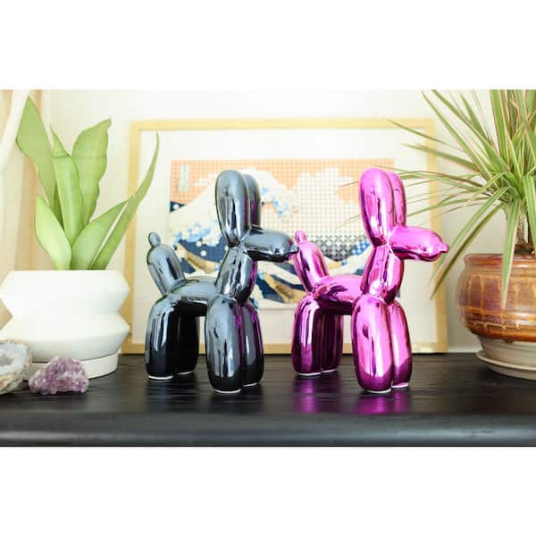Flora Bunda 11 in. H Ceramic Ballon Dog CT5161E-METBK - The Home Depot