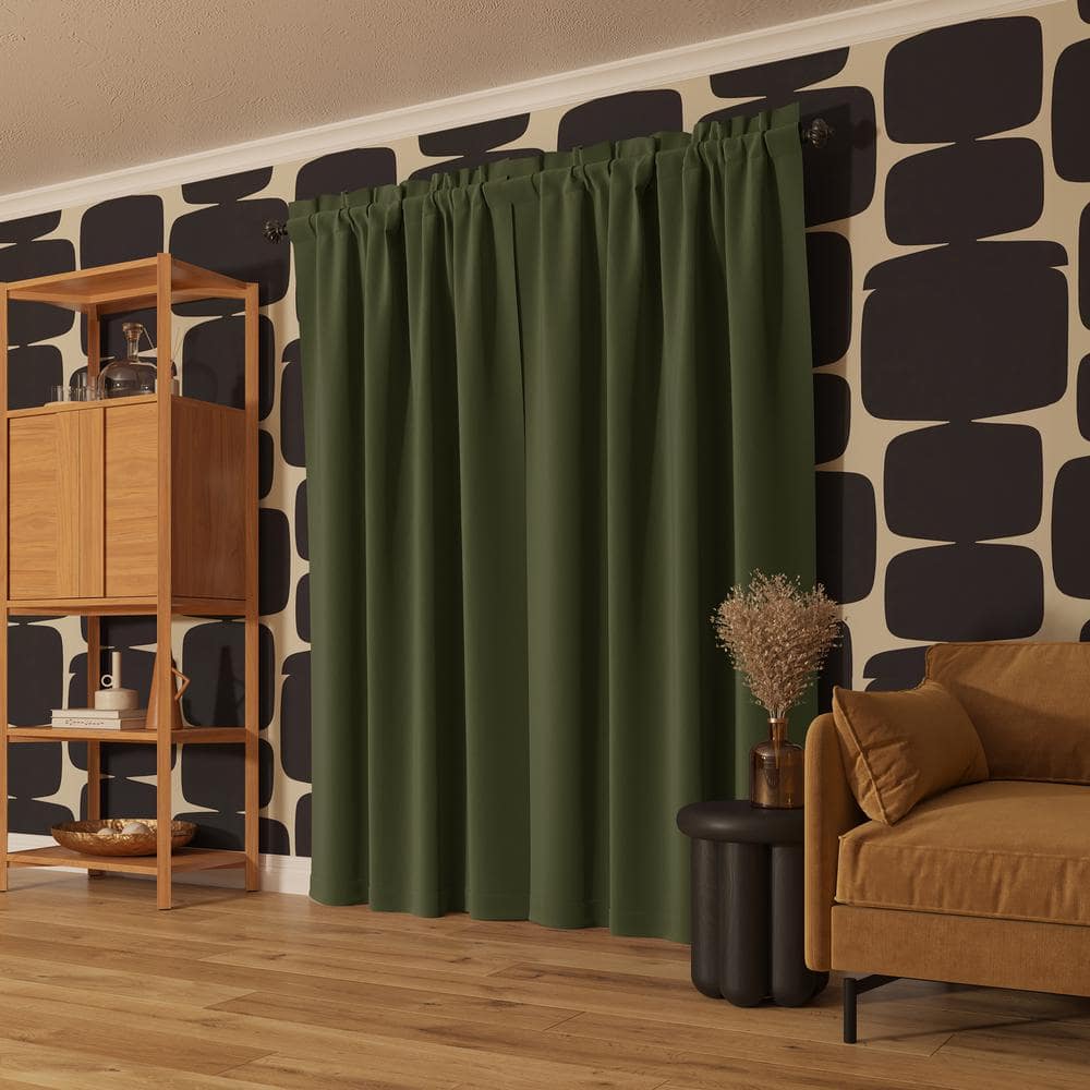 Sage Green Blackout Rod Pocket Curtain Panel 52" x 95"