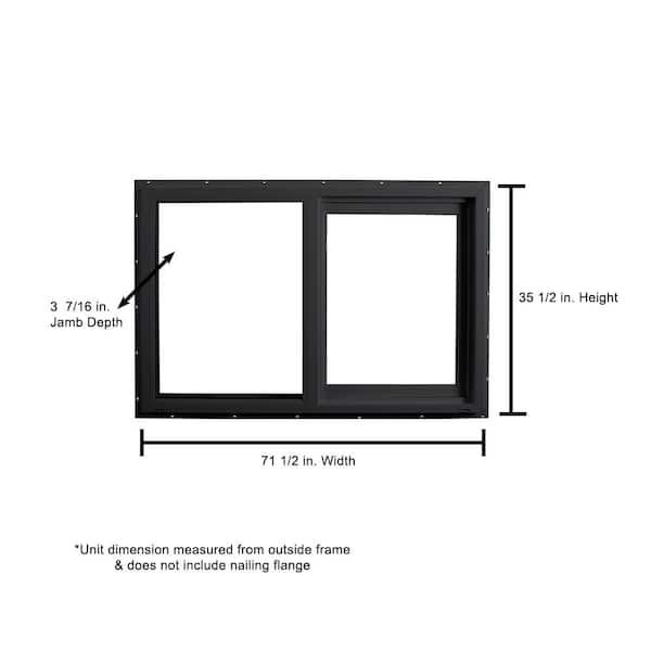 71.5 in. x 35.5 in. Select Series Left Hand Horizontal Sliding Vinyl Black Window with White Int, HPSC Glass and Screen