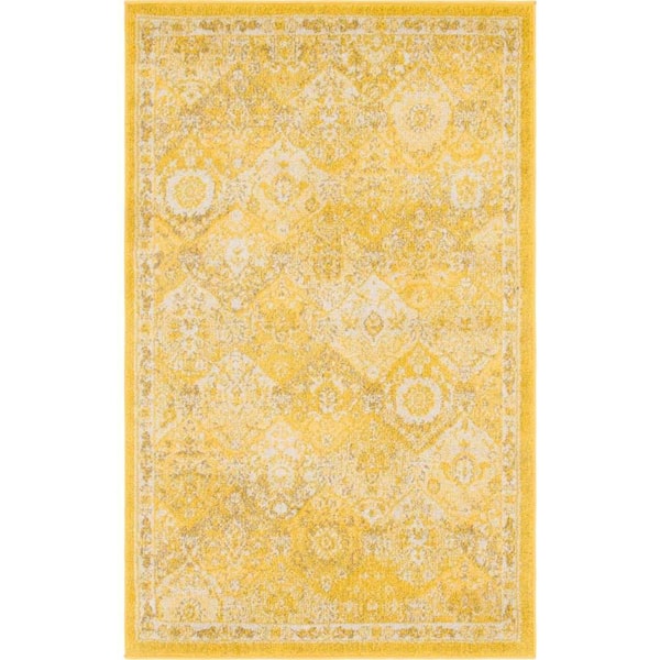 Unique Loom Penrose Blake Yellow 3 ft. 3 in. x 5 ft. 3 in. Area Rug