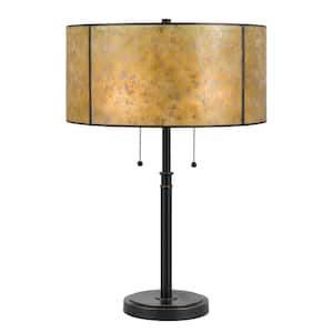24 in. Dark Bronze Metal Table Lamp with Mica Shade