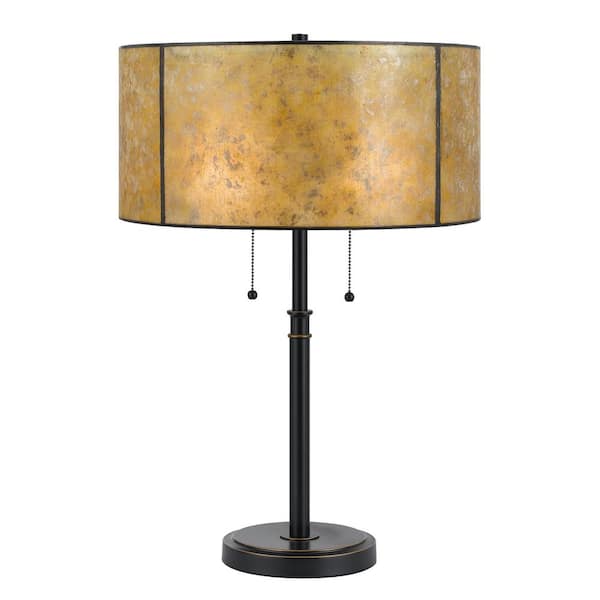 CAL Lighting 24 in. Dark Bronze Metal Table Lamp with Mica Shade