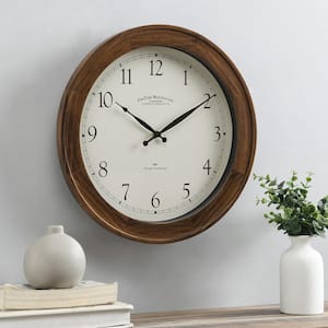 16 in. Wood Walnut Garrison Wall Clock