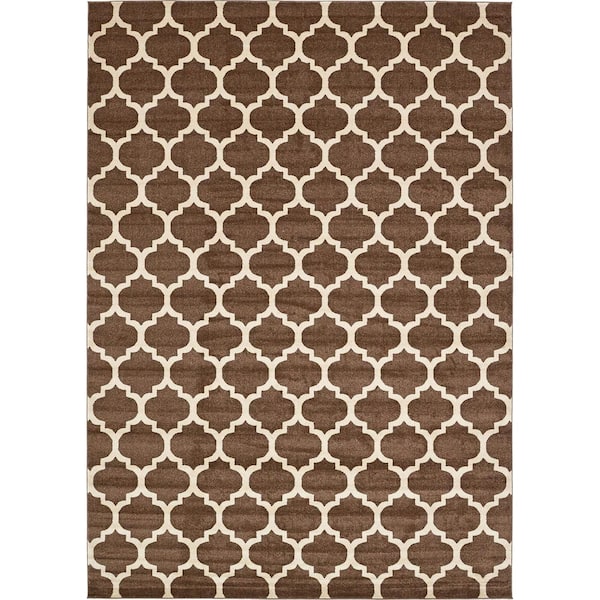 Unique Loom Trellis Philadelphia Medium Brown/Beige 10 ft. x 14 ft.Area Rug