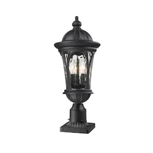 Doma 22.25 in. 3-Light Black Aluminum Outdoor Hardwired Weather Resistant Pier Mount Light with No Bulbs Included