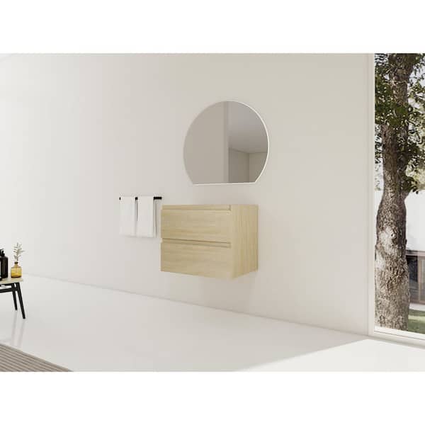 Ondine 23.38 in. Floating Bathroom Vanity Cabinet without Top in Light Oak with Soft Close Drawers, Wood Grain Design