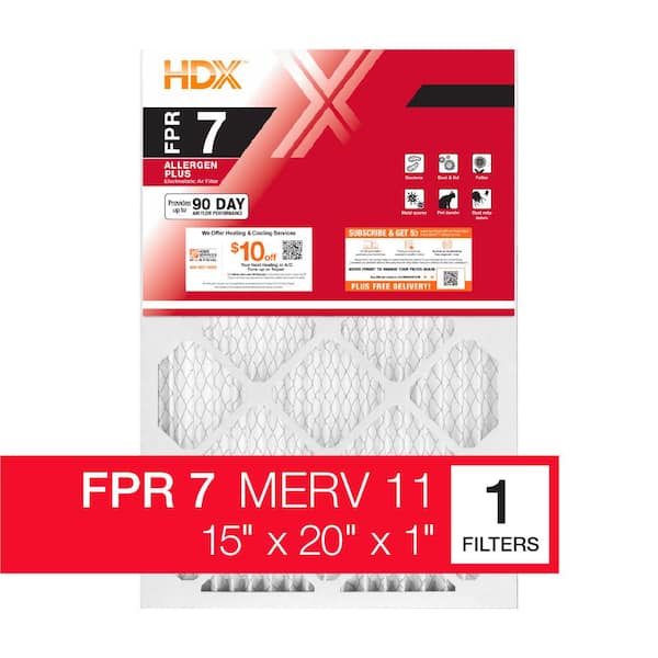 HDX 15 in. x 20 in. x 1 in. Allergen Plus Pleated Air Filter FPR 7, MERV 11