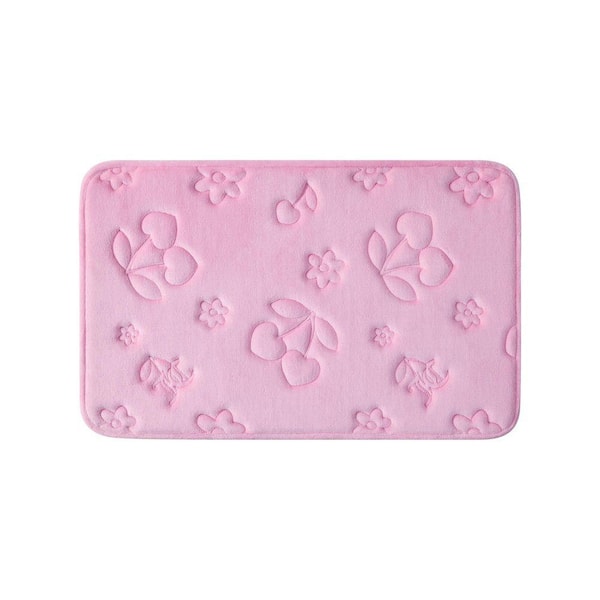 Cherry Bling 20 in. x 32 in. Pink Novelty Polyester Rectangle Bath Mats