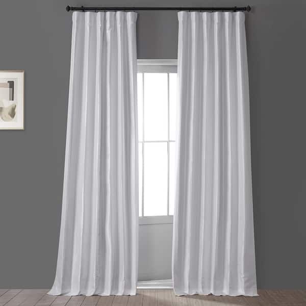 Exclusive Fabrics & Furnishings Signature Clever Cream White Faux Silk Taffeta Hotel Blackout Curtain - 50 in. W x 108 in. L (1 Panel)