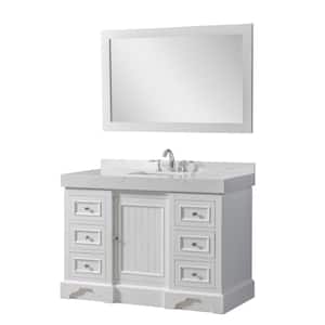 Kingwood 48 in. W x 23 in. D x 36 in. H Single Sink Bath Vanity in White with White Culture Marble Top and Mirror