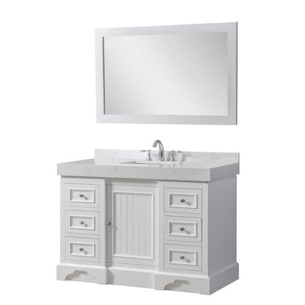 Direct vanity sink Kingwood 48 in. W x 23 in. D x 36 in. H Single Sink Bath Vanity in White with White Culture Marble Top and Mirror