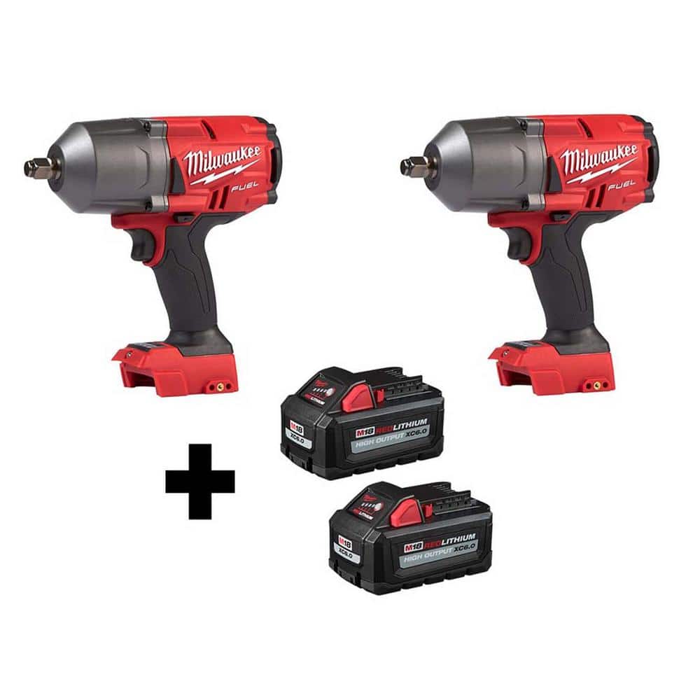 Gran Barrera de Coral regla metal Milwaukee M18 FUEL 18V 1/2 in. Lithium-Ion Brushless Cordless Impact Wrench  w/ Friction Ring (2-Tool) w/ Two 6.0Ah Batteries 2767-20-2767-20-48-11-1862  - The Home Depot