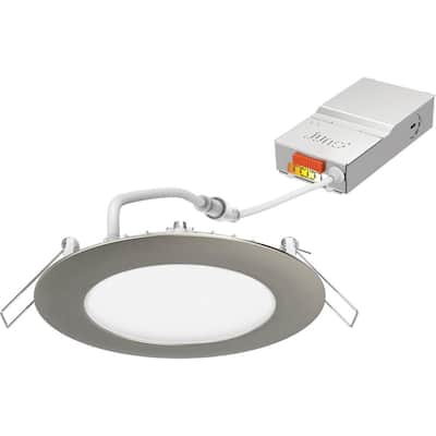 Contractor Select WF4 SWW5 4 in. Selectable CCT Ultra Slim Canless Integrated LED Brushed Nickel Recessed Light
