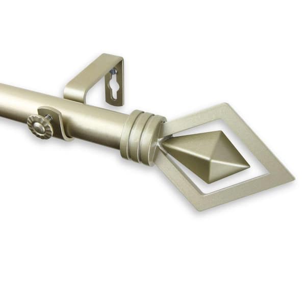 Rod Desyne 28 in. - 48 in. Telescoping 1 in. Single Curtain Rod Kit in Light Gold with Lenore Finial