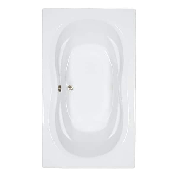 Comfortflo 72 in. x 42 in. Acrylic Rectangular Drop-in Soaking Bathtub with Center Drain in White
