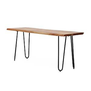 Whitetail Wood Dining Bench ( 42 in. W x 18 in. H), Natural Brown and Black