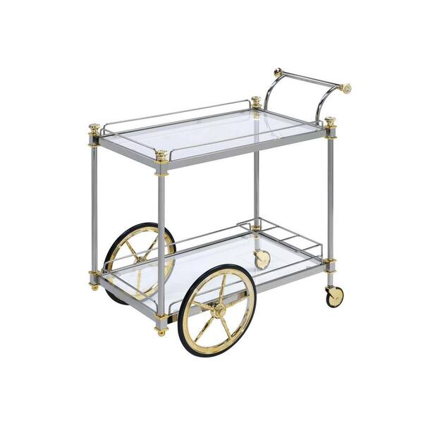 Whatseaso Lovely Cyrus Kitchen Serving Cart In Silver/Gold and Clear
